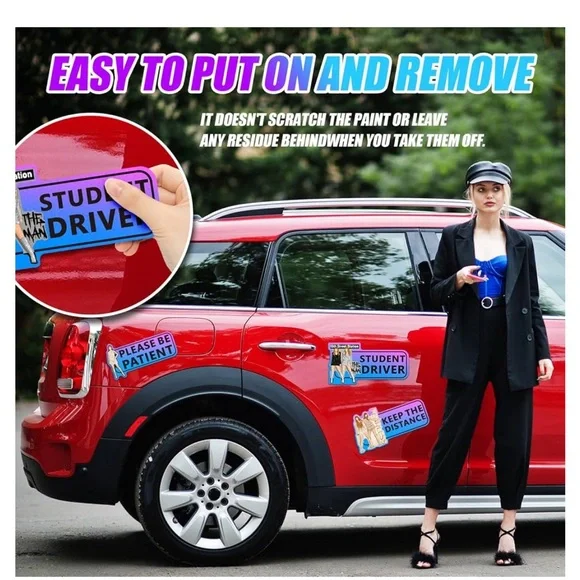 Student Driver Sticker Magnet Set - Picture 3 of 7
